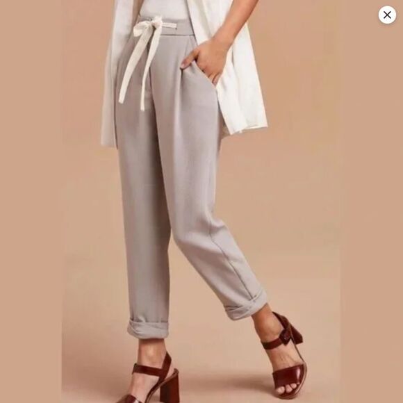 Aritzia Pants - Aritzia Wilfred Allant Pant Gray Cropped Linen Trouser Pant Size 6 Ashen Grey